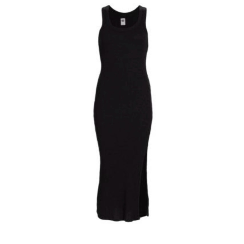 NSF Black Ribbed Knit Midi Dress